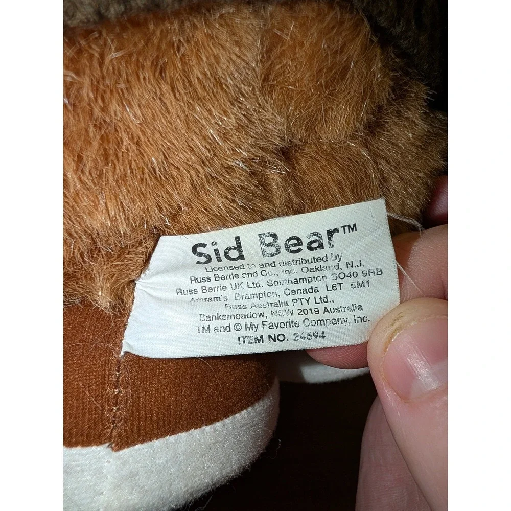 Russ Berrie Sid Bear Golfer Plush Brown Sweater Plaid Hat 24694 10 inch